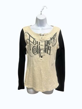 Fox Racing Graphic Henley Top - Size M - Y2K Fairy Grunge